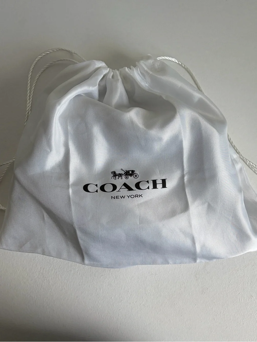 Coach Navy Fabric Interior with Tan Leather Creed Patch